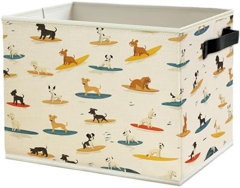 Funny Coastal Beach Surfing Dog Storage Bins Box by Unknown