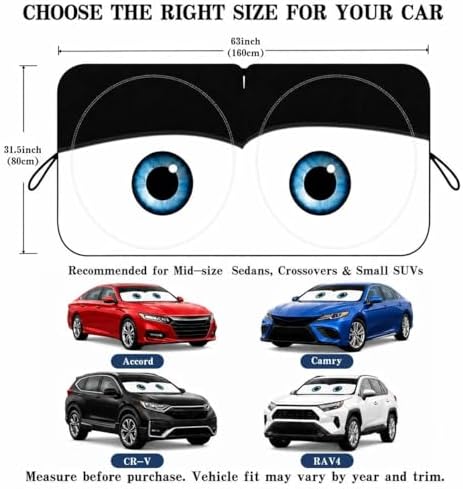 Car Windshield Sun Shade, Universal Fit Midsized Sedan SUV, Classic Black - Image 5