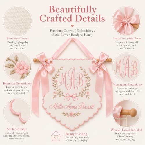 Personalized Embroidered Baby Banner Custom Baby Name Sign - Image 6