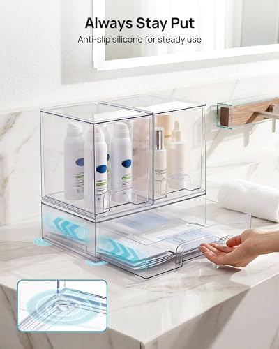 Vtopmart Clear Stackable Storage Drawers Set of 3, Plastic Organizer Bins - Image 7