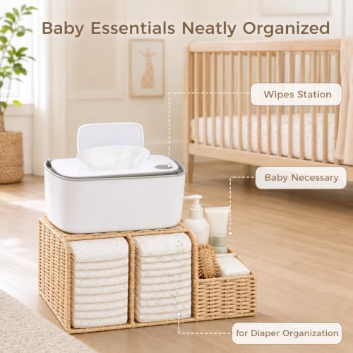 Rattan Diaper Caddy Organizer for Changing Table - Image 4
