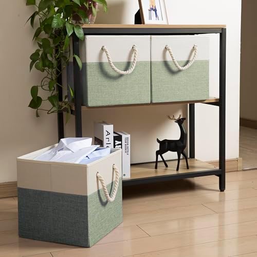 PRANDOM Large Foldable Cube Storage Bins 13x13 inch Fabric Linen Storage - Image 4