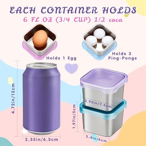 Tanjiae 6-Pack Small Stainless Steel Snack Containers - Image 3