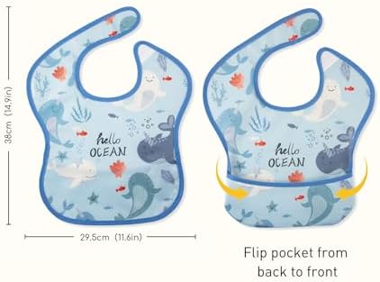 3 Pack Waterproof Baby Bibs for Eating, Mess Proof Feeding Bib - Image 5