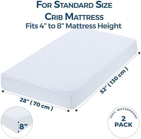 Dreamology Crib Mattress Protector Waterproof, Waterproof, 2 Pack - Image 2