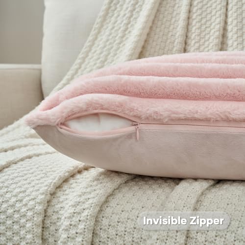 FUTEI Pack of 2 Faux Fur Throw Pillow Covers 20x20 Inch - Image 3