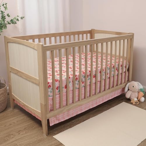 The Peanutshell Strawberry Sweet 3-Piece Baby Girl Crib Bedding Set – Pink - Image 6
