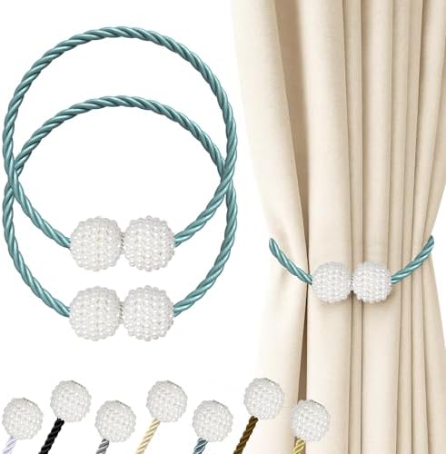 Hion Magnetic Curtain Tiebacks Blue 2pcs, Curtain Holdbacks Hooks Holders by Hion