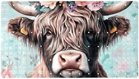 Shower Mat Non Slip 26.8 x 15.1 Inches, Highland Cow Floral Bathtub Mat Shower by Anna+Cowper