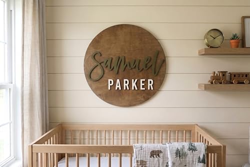 Custom Round Nursery Name Sign, Personalized 3D Baby Name Announcement Sign - Image 3