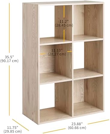 Whitmor 6 Cube Bookcase Storage Organizer, 3 Tier Stackable MDF Bookshelf - Image 2