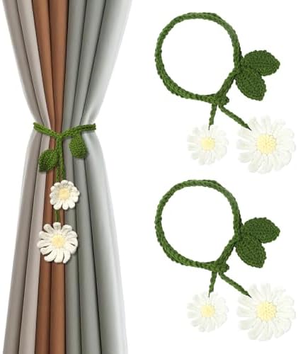 2 Pack Boho Handmade Flower Curtain Tiebacks & Holdbacks by OCIOLI