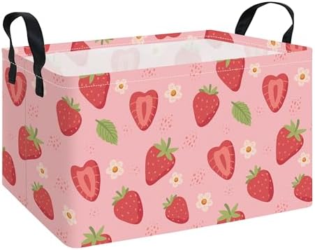 Rectangular Collapsible Storage Basket Toy Organizer Flower Strawberry by LANGYASHAN