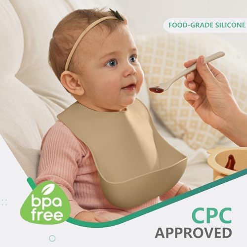 Cuddle Campus Set of 3 Silicone Bibs, Soft Adjustable Bibs - Image 2