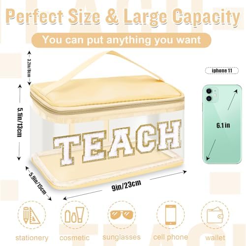 Teacher Appreciation Gifts Chenille Letter Clear Makeup Bag TEACH Pouch - Image 2