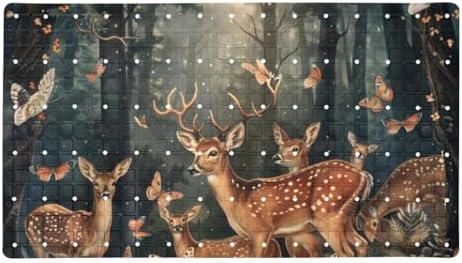 Shower Mat Non Slip, Forest Deer Butterfly Anti Slip Bath Mat by Anna+Cowper