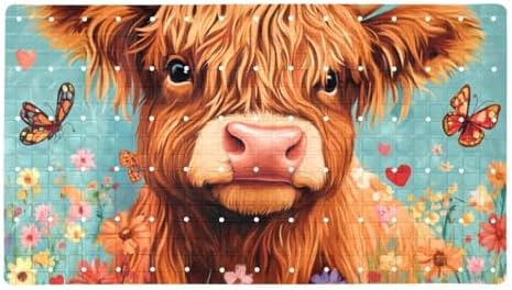 Bathtub Mat Non Slip 26.8x15.1In, Highland Cow Floral Bath Mat by Anna+Cowper