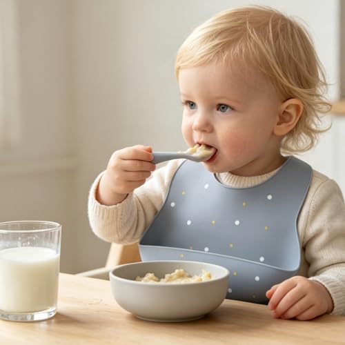 SILI FACTORY Silicone Baby Bibs 2 Sets, Adjustable Waterproof Baby Bibs - Image 2