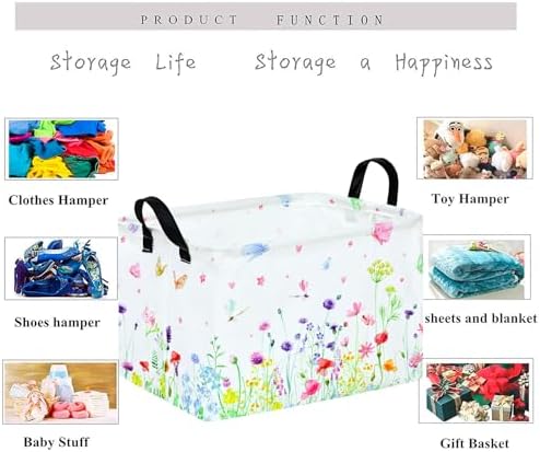 Spring Flower Gift Storage Basket Rectangle Storage Organizer - Image 2