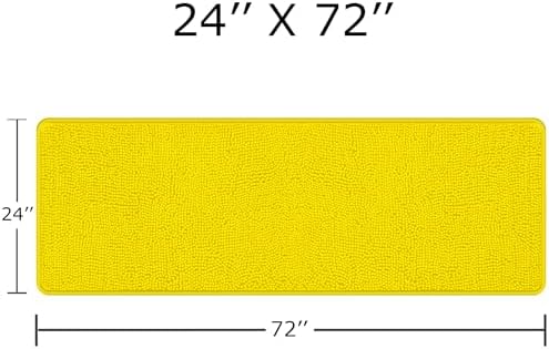 Yeaban Chenille Yellow Bathroom Runner Rug 24"x72" - Image 2