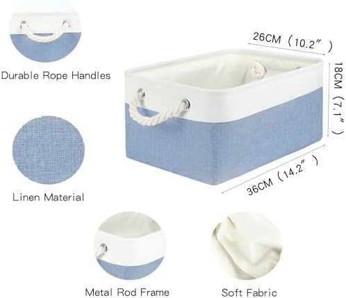 Storage Bins with Sturdy Cotton Handles, Fabric Storage Baskets - Image 6