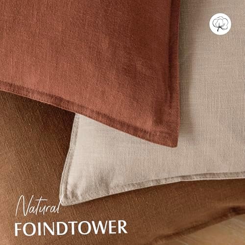 Foindtower Linen Solid Decorative Throw Pillow Cover 18x18 Inch Rust Orange - Image 4