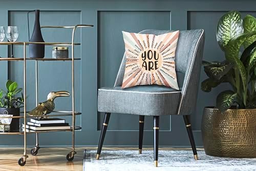 You are Sun Motivational Quote Vintage Sun Throw Pillow Covers 18x18 Inch - Image 2