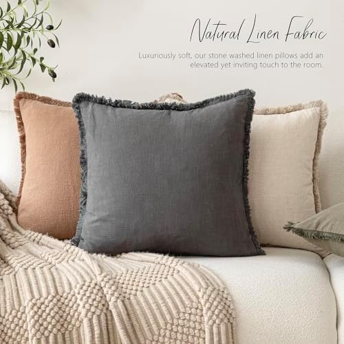Foindtower Decorative Linen Fringe Throw Pillow Covers Cozy Boho Farmhouse - Image 6