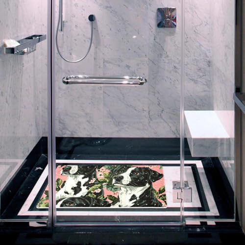 Bathtub Mat Non Slip 26.8x15.1 Inch, Flower Dogs Shower Mat - Image 6