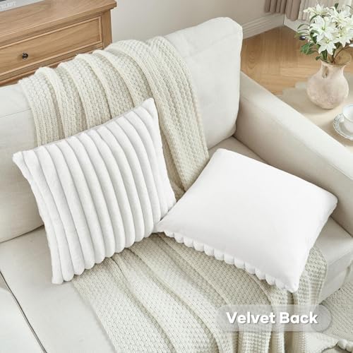 FUTEI Pack of 2 Faux Fur Throw Pillow Covers 28x28 Inch - Image 4