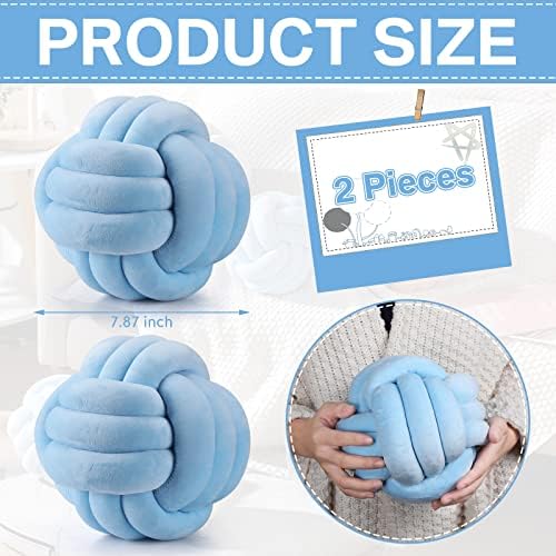 Namalu 7.87 Inches 2 Pcs Knot Pillow Decorative Throw Pillow, Sky Blue - Image 2