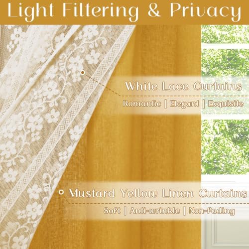 ASPMIZ Linen Valances for Windows Double Layer Valance Curtains - Image 3