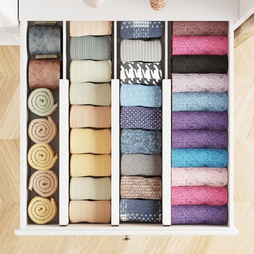 SpaceAid Bamboo Dresser Drawer Dividers 6 Pack, Adjustable 12.5“-17” Organizers - Image 4