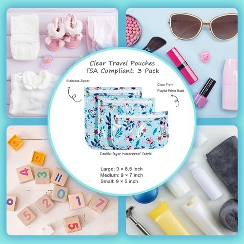 HIONXMGA Set of 3 Clear Travel Toiletry Bag, TSA Approved, Quart Size S/M/L - Image 5