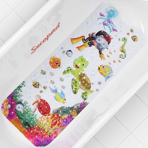 Secopad Bathtub Mat Non Slip, Cartoon Bath Tub Mat by Secopad