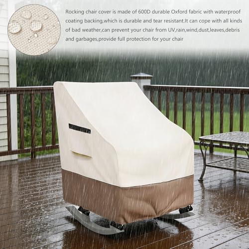 Rocking Chair Cover, 600D Heavy Duty Waterproof and Sunproof Outdoor Rocking - Image 6
