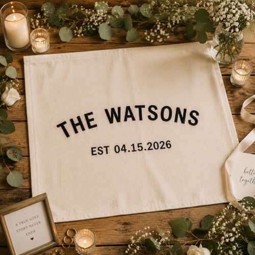 Custom Last Name Wedding Banner, Embroidered Wedding Welcome Sign - Image 2