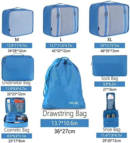 BAGAIL 8 Set Packing Cubes Luggage Packing Organizers - Image 2
