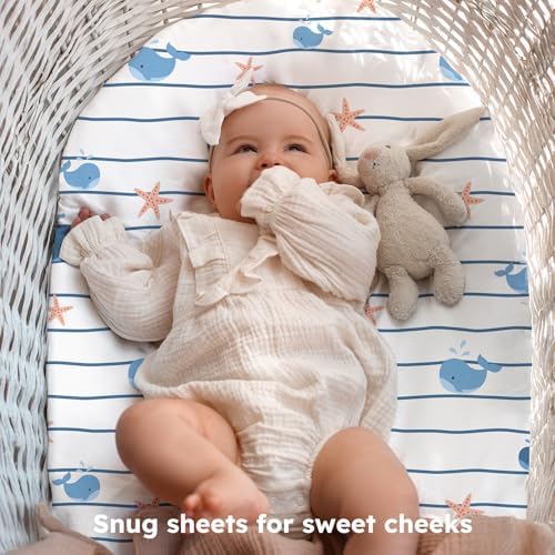 Baby Bassinet Sheets, 3 Pack Fitted Bassinet Mattress Sheets, Compatible - Image 3