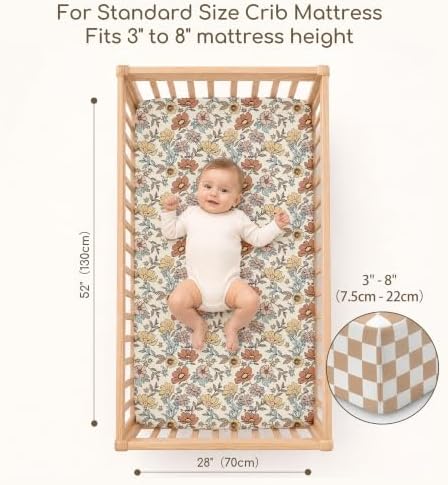 3 Pack Baby Crib Sheets for Boys Girls 52x28 Fitted Crib Sheet - Image 4