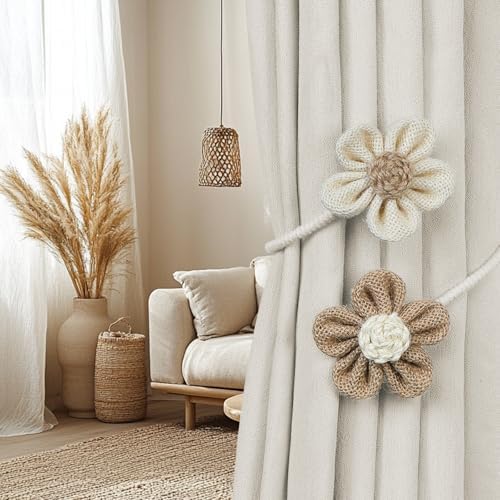 KLOGTSIND Flower Curtain Tiebacks, Decorative Curtain Holdbacks No Drill - Image 2