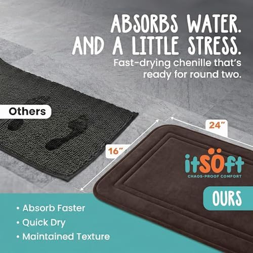ITSOFT Memory Foam Bath Mat 24x16, Non Slip, Machine Washable, Quick Dry & - Image 3