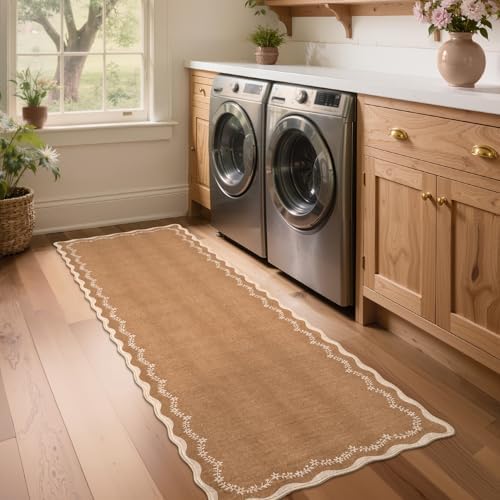 GarveeHome 2x6 Scalloped Washable Runner Rug Non Slip Hallway Kitchen Rug - Image 4