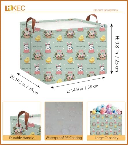 Rectangle Green Easter Basket Empty, Easter Gift Bakset - Image 6