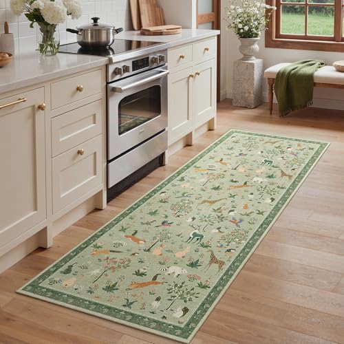 BESBLEE 2X6 Washable Kitchen Runner Rug, Animal Non Slip by BESBLEE