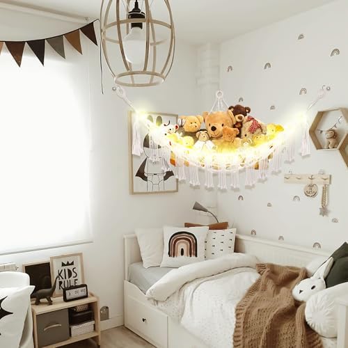 CERETIA Stuffed Animal Hammock Corner Plushie Net Storage, Jumbo White - Image 3