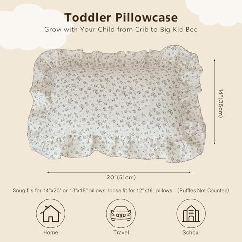 BuLuTu Vintage Floral Muslin Toddler Pillowcase 14"x20", 1 Pack - Image 2