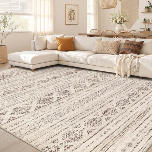 Nakagishi Boho 8x10 Area Rug Living Room Rugs Machine Washable Dark Brown by NakagishiAreaRug