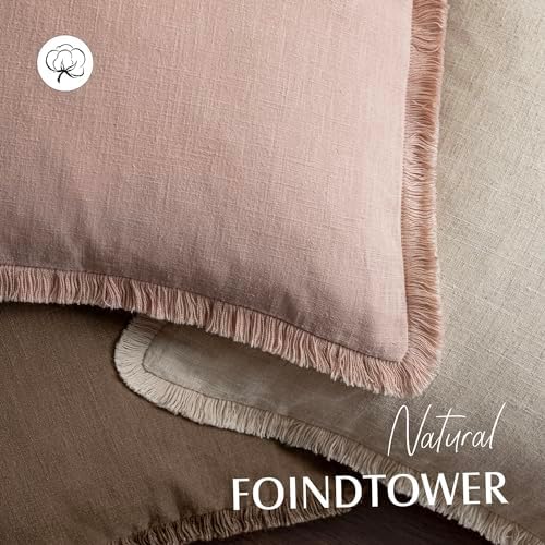 Foindtower Decorative Linen Fringe Throw Pillow Covers 24×24 Light Pink - Image 4