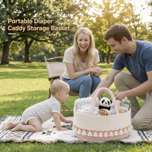 Baby Diaper Caddy Organizer, Portable Nursery Storage Basket - Image 6